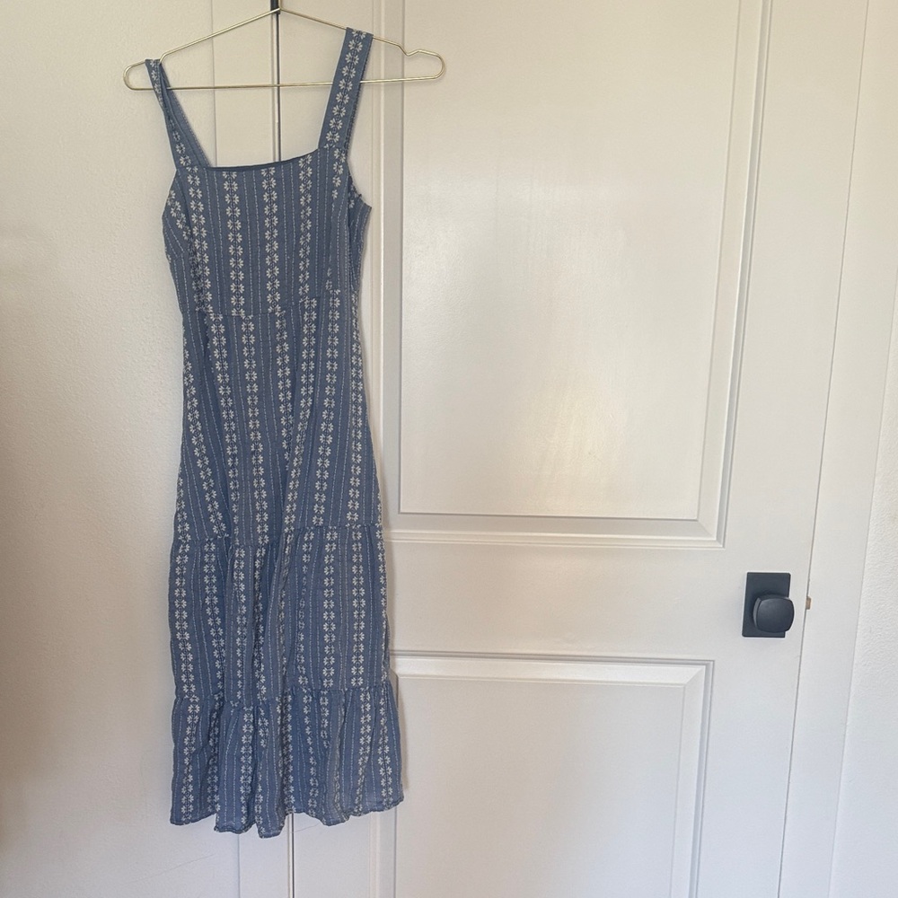 Blue Patterned Sleeveless Dress
